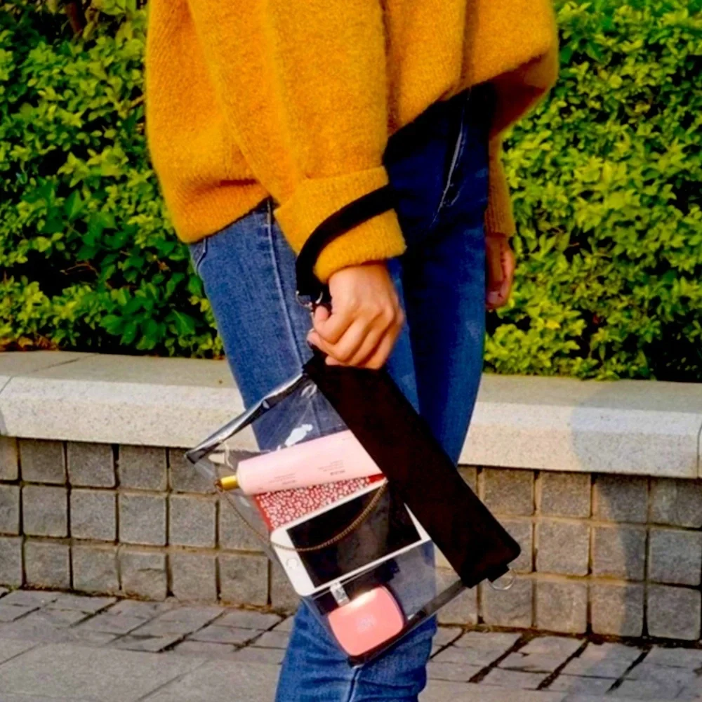 Black Smartphone crossbody bag with Transparent Window and Belt Clip